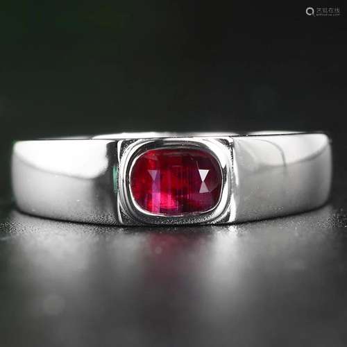 14K WHITE GOLD 0.6 CT NATURAL RUBY RING