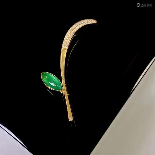 14K YELLOW GOLD 1.52 CTW VIVID GREEN NATURAL EMERALD & D...