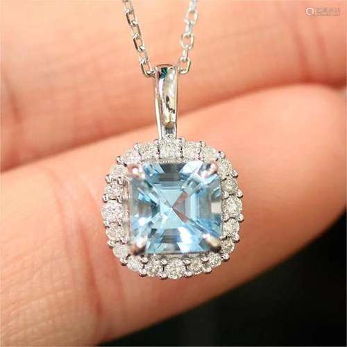 14K WHITE GOLD 1.07 CTW VIVID BLUE NATURAL AQUAMARINE & ...