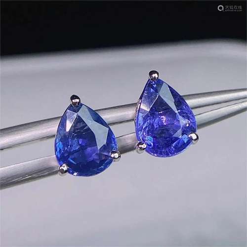 14K WHITE GOLD 1.24 CT NATURAL SAPPHIRE EARRINGS