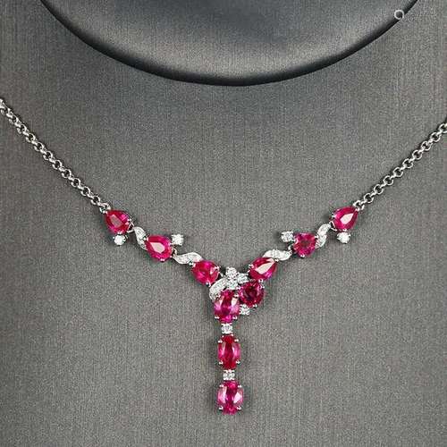 14K WHITE GOLD 2.49 CTW VIVID RED NATURAL RUBY & DIAMOND...