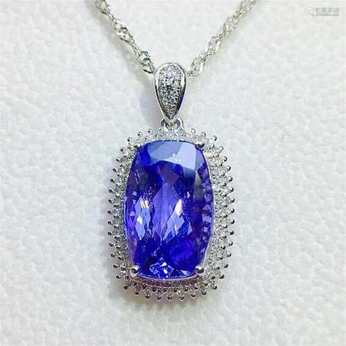 14K WHITE GOLD 6.45 CT VIVID BLUE NATURAL TANZANITE & DI...