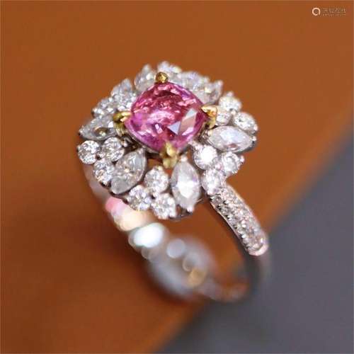 14K WHITE GOLD 0.85 CTW PADPARADSCHA SAPPHIRE & DIAMOND ...