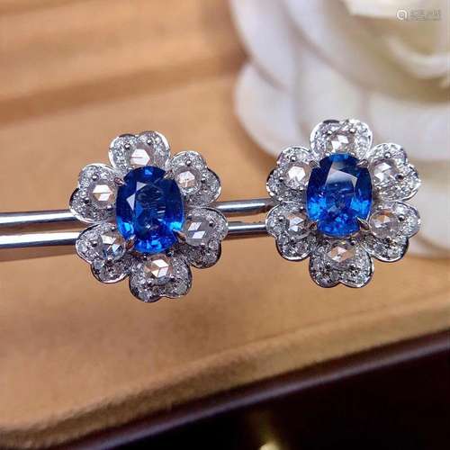 14K White Gold 3.49 CTW Sapphire & Diamond Earrings