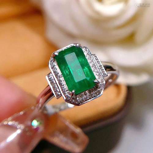 14K White Gold 1.74 CTW Emerald & Diamond Ring