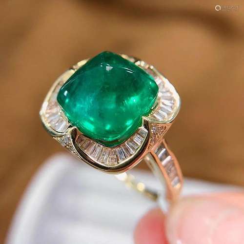 14K Rose Gold 5.00 CTW Emerald & Diamond Ring