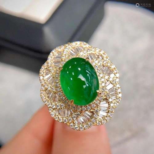 14K Rose Gold 5.53 CTW Emerald & Diamond Ring