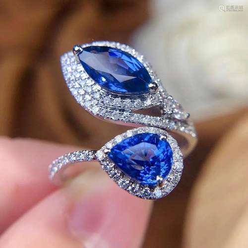 14K White Gold 3.24 CTW Sapphire & Diamond Ring