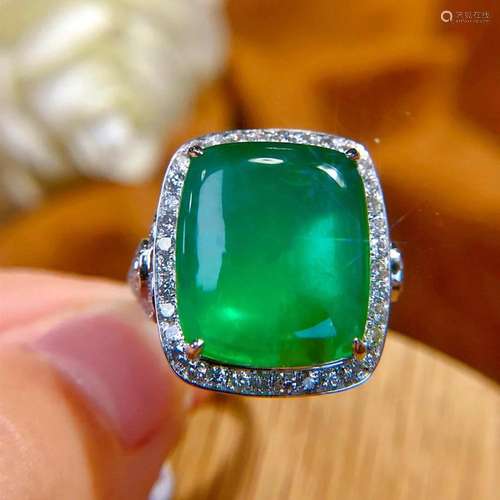 14K White Gold 8.96 CTW Emerald & Diamond Ring