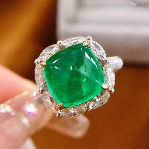 14K White Gold 4.21 CTW Emerald & Diamond Ring