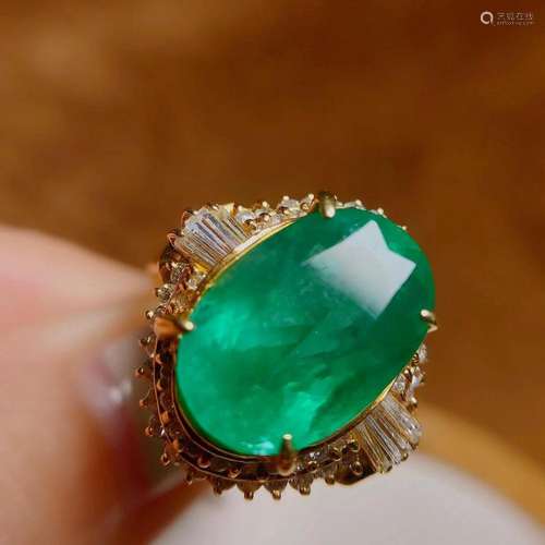 14K Rose Gold 7.08 CTW Emerald & Diamond Ring