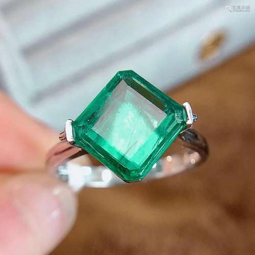 14K White Gold 2.14 CTW Emerald & Diamond Ring