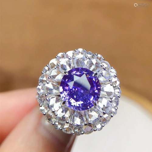 14K White Gold 5.38 CTW Sapphire & Diamond Ring