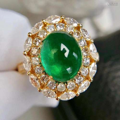 14K Rose Gold 4.82 CTW Emerald & Diamond Ring