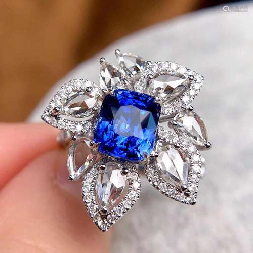 14K White Gold 3.57 CTW Sapphire & Diamond Ring