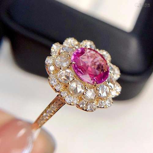 14K Yellow Gold 3.00 CTW Paparacha Sapphire & Diamond Ri...