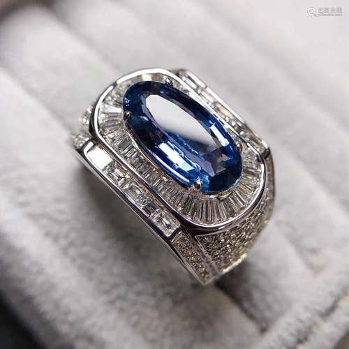 14K White Gold 4.74 CTW Sapphire & Diamond Ring