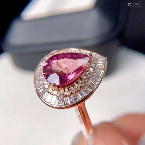 14K Rose Gold 2.84 CTW Paparacha Sapphire & Diamond Ring