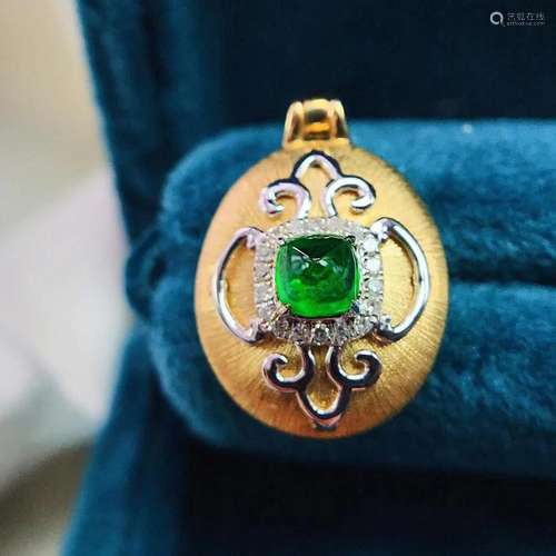 14K Yellow Gold 0.37 CTW Emerald & Diamond Pendant