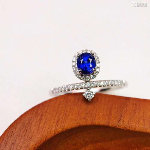 14K White Gold 0.71 CTW Sapphire & Diamond Ring