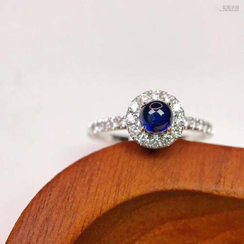 14K White Gold 0.92 CTW Sapphire & Diamond Ring