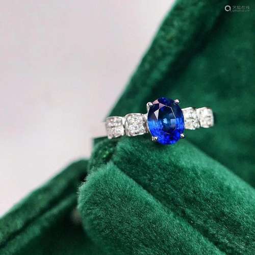 14K White Gold 0.73 CT Sapphire & Diamond Ring