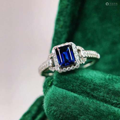 14K White Gold 0.90 CTW Sapphire & Diamond Ring