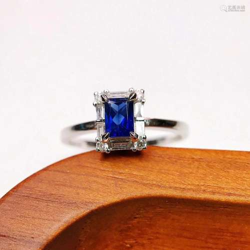 14K White Gold 0.59 CTW Sapphire & Diamond Ring