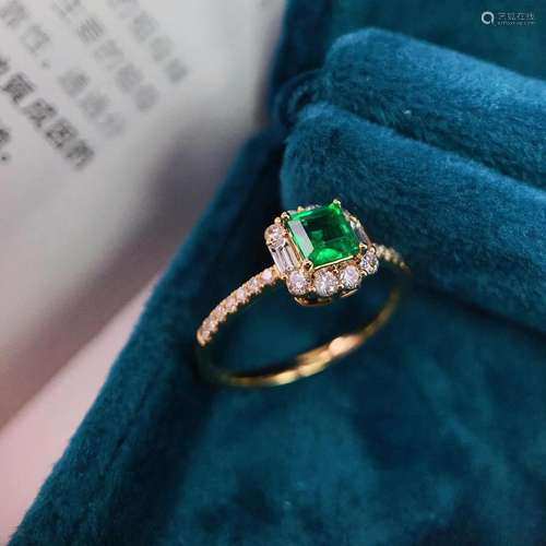 14K White Gold 0.73 CTW Emerald & Diamond Ring