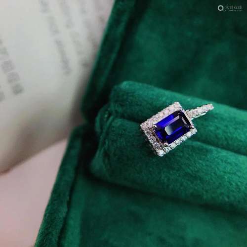 14K White Gold 0.85 CTW Sapphire & Diamond Pendant