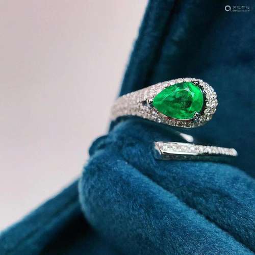 14K Yellow Gold 0.79 CTW Emerald & Diamond Ring