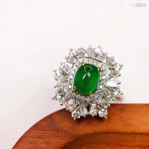 14K White Gold 1.35 CTW Emerald & Diamond Ring