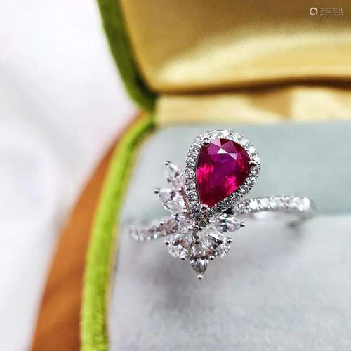 14K White Gold 0.93 CTW Ruby & Diamond Ring