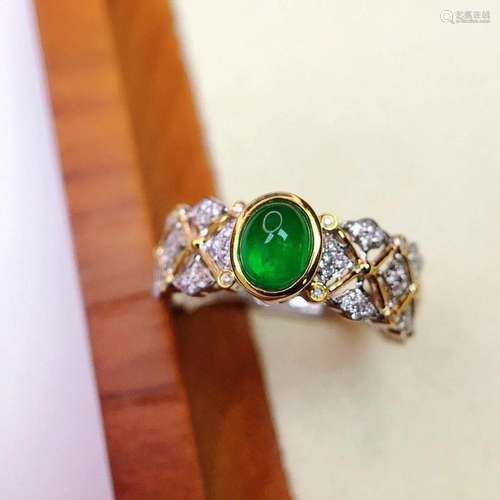 14K Yellow Gold 0.66 CTW Emerald & Diamond Ring