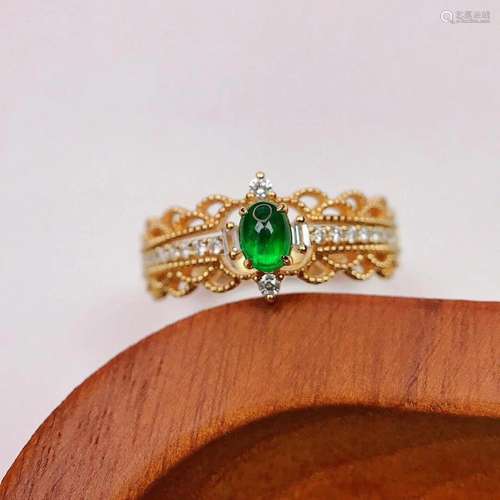 14K Rose Gold 0.36 CTW Emerald & Diamond Ring