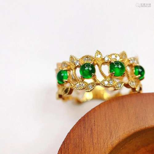 14K Rose Gold 0.64 CTW Emerald & Diamond Ring