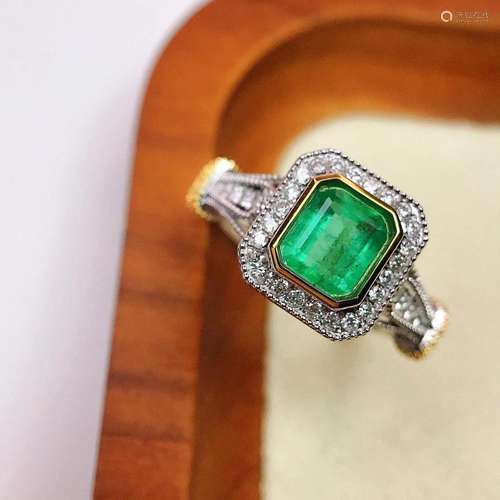 14K White Gold 1.05 CTW Emerald & Diamond Ring