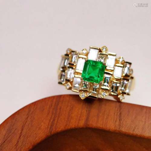 14K Yellow Gold 1.43 CTW Emerald & Diamond Ring