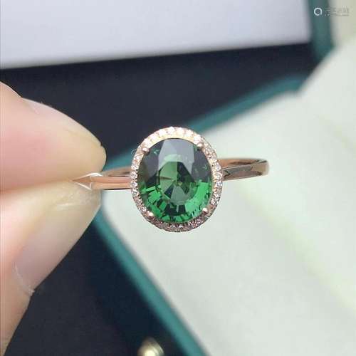 14K Rose Gold 1.5 CT Tourmaline & Diamond Ring