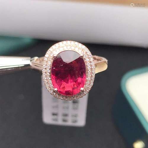 14K Rose Gold 2.5 CT Tourmaline & Diamond Ring