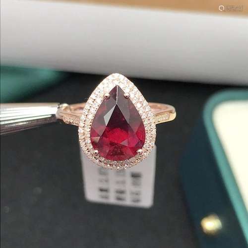 14K Rose Gold 3.15 CT Tourmaline & Diamond Ring