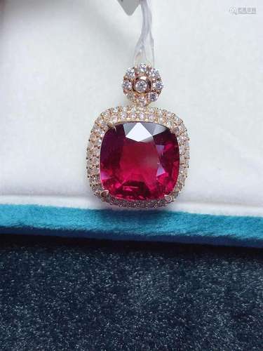 14K Rose Gold 8.64 CT Tourmaline & Diamond Pendant