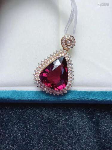 14K Rose Gold 5.9 CT Tourmaline & Diamond Pendant