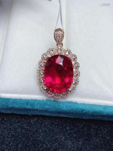 14K Rose Gold 8 CT Tourmaline & Diamond Pendant