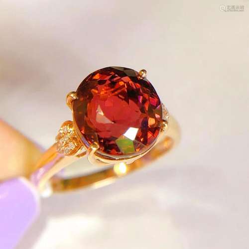 14K Rose Gold 6 CT Tourmaline & Diamond Ring