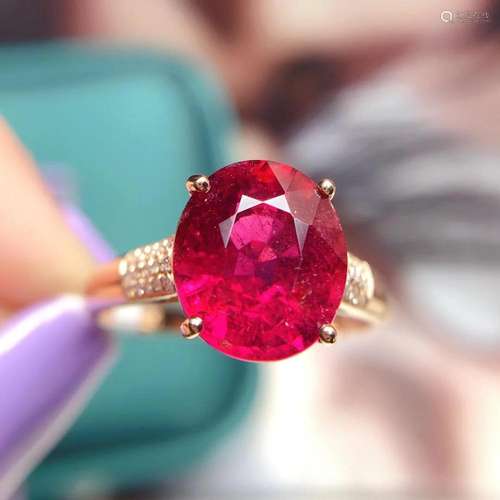 14K Rose Gold 3.56 CT Tourmaline & Diamond Ring