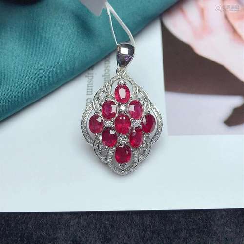 14K White Gold 4.1 CT Ruby & Diamond Pendant