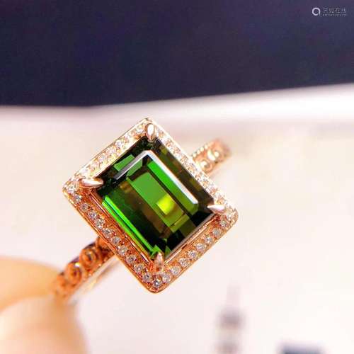 14K Rose Gold 2.3 CT Tourmaline & Diamond Ring