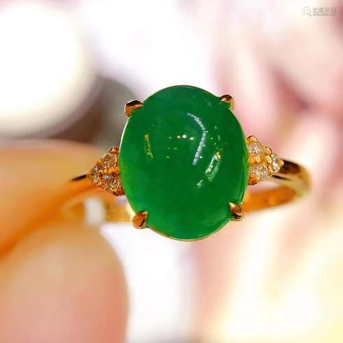 14K Yellow Gold 3.46 CT Emerald & Diamond Ring