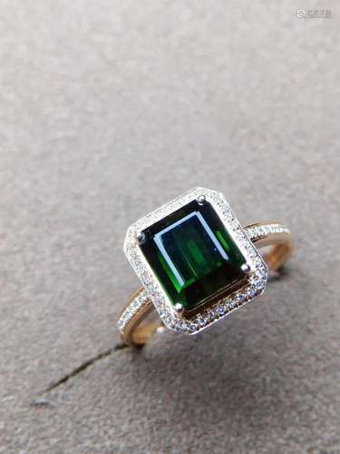 14K Rose Gold 2.65 CT Tourmaline & Diamond Ring